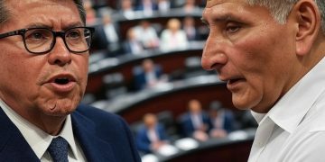 Chocan Monreal y Adán Augusto por el presupuesto al Senado