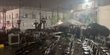 Repentina tormenta eléctrica y viento sorprendió la inauguración de la Torre Centinela